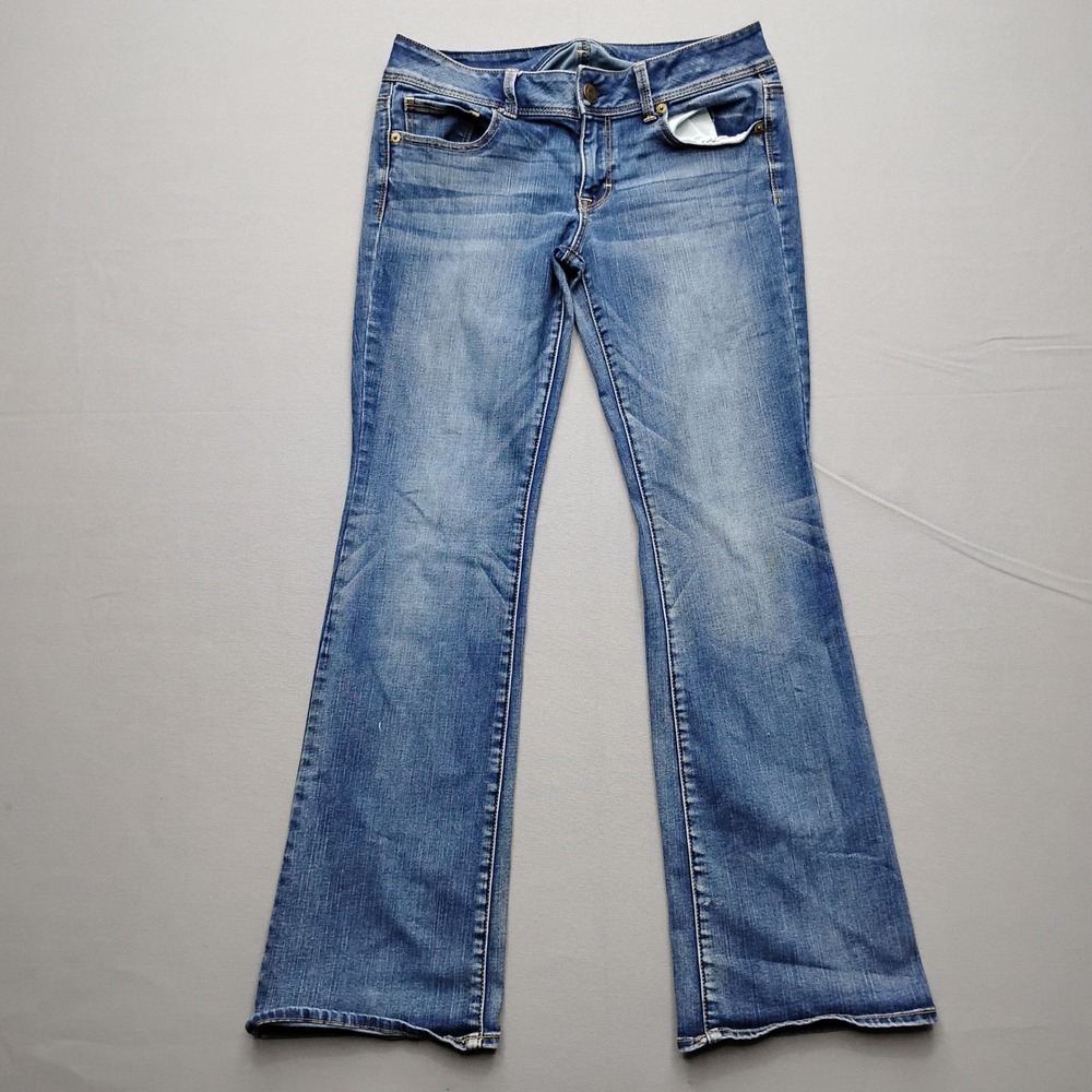 American Eagle Kick Boot Super Stretch Jeans Blue Medium Wash Womens Size 10